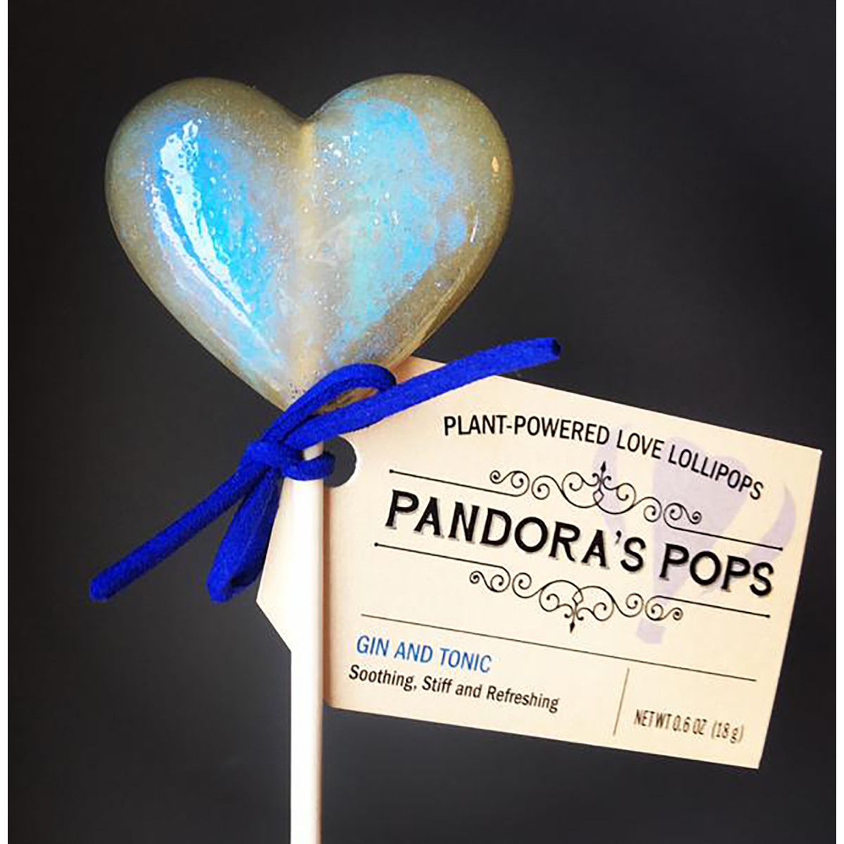Handcrafted, organic, artisanal lollipops filled with sensual blends of herbs and other flavors, designed to subtly arouse your most romantic tendencies. This one is gin and tonic flavored. You’re welcome.