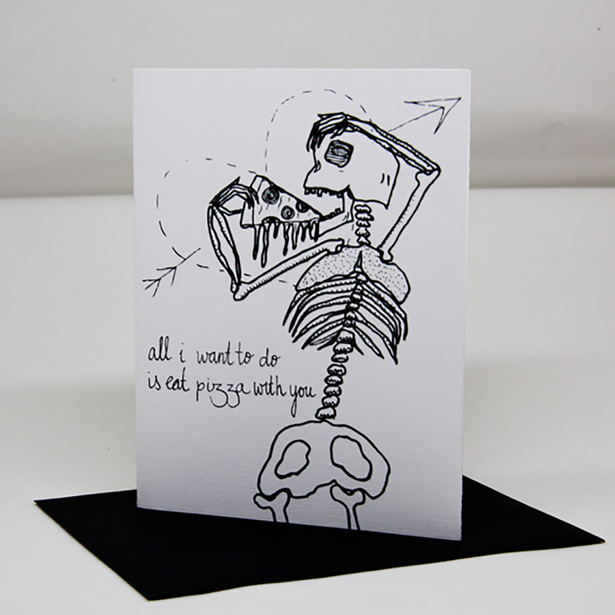 Spooksvilla Greeting Card Eat Pizza w You