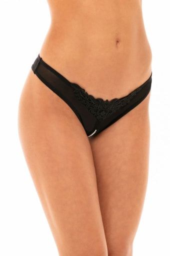 Oh La La Cheri Crotchless Thong w/Pearl Detail