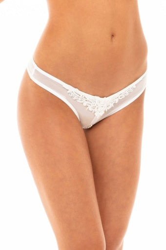 Oh La La Cheri Crotchless Thong w/Pearl Detail