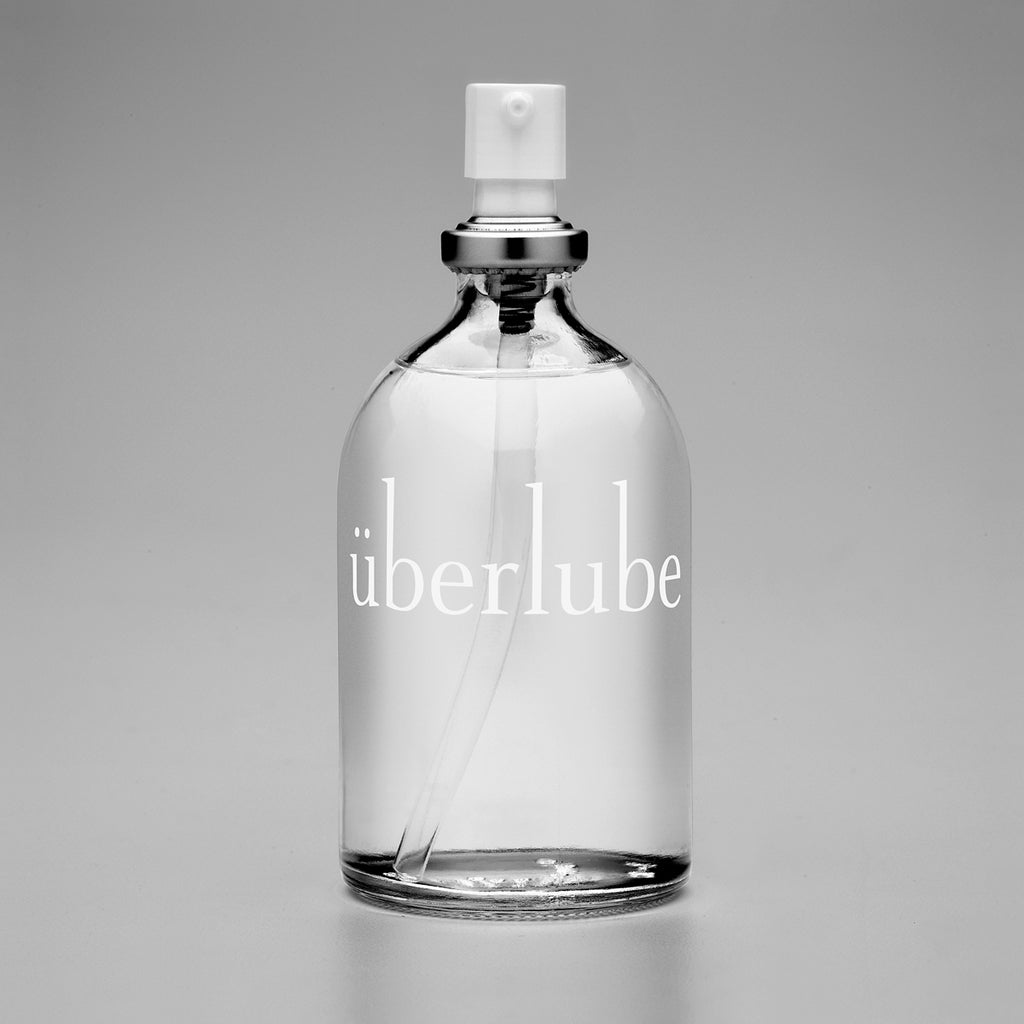 One of our house faves, Uberlube is a super thin, premium silicone lube that comes in an elegant glass pump bottle.