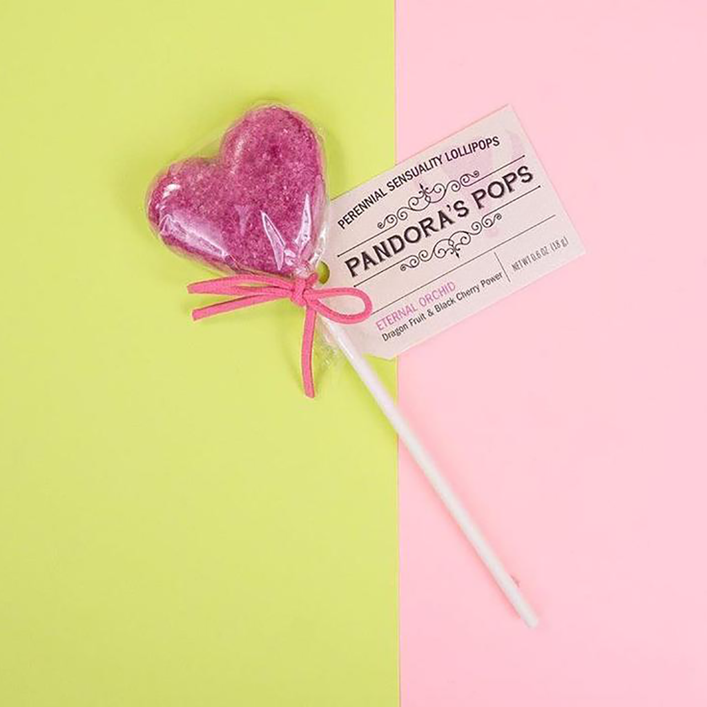 Handcrafted, organic, artisanal lollipops filled with sensual blends of herbs and other flavors, designed to subtly arouse your most romantic tendencies. This dragon fruit and black cherry blend will drive you wild.